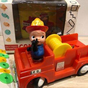 【輸出用？】 日本製 COMPUCAR PATROL TOY TOWN シンセイ 車 消防車 電池 ミニカー ソフビ おもちゃ 雑貨 昭和レトロ ビンテージ 管1