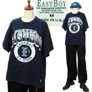 ★【国内正規 希少 USA製 レディース商品と思われますがメンズも可】90s 名作 EAST BOY イーストボーイ コットン100％ ロゴTシャツ 半袖 M