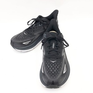 〇〇 HOKA レディース ランニングシューズ CLIFTON 9 24.5cm 11332211 ブラック×ホワイト 目立った傷や汚れなし