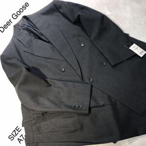 ★紳士服・工房【大創業祭】★新品★未使用 Deer Gooseソフトダブル4ッ釦1掛けスーツ/マイクロチェック柄系/サイズA7/濃灰色/限定品！春夏