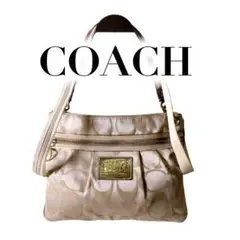 良品/COACH/ショルダーバッグ/2way/ベージュ/キャンバス/15316/