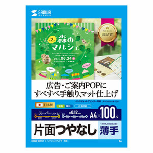 メール便発送 サンワサプライ インクジェット用スーパーファイン用紙 A4サイズ 100枚入り JP-EM5NA4-100