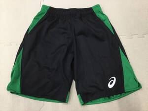 S161 未使用品 【aSICS】レディース スポーツウェア ハーフパンツ サイズ M/黒x緑/バスケット/部活/女子中学生/女子高校生