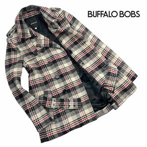 極美品 BAFFALO BOBS バッファローボブス ミドル丈トレンチコート サイズ1/S相当 アイボリー/ブラック/レッド 美シルエット 秋冬 A3027