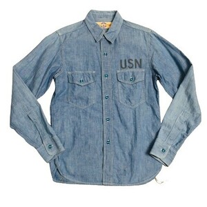 THE REAL McCOY’S 【men1416D】 ザリアルマッコイズ シャンブレーシャツ USN U.S NAVY ミリタリー 長袖 メンズ 14 アメカジ AG