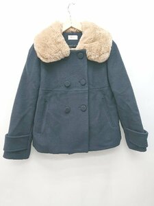 ◇ DEICY デイシー レッキスファー 2WAY ウール 長袖 コート サイズF ネイビー ベージュ レディース P