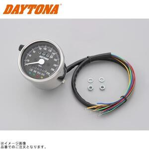 DAYTONA デイトナ 15638 機械式スピードメーター(インジケーター付き)φ60 ホワイトLED照明 220km/h ステンレスボディ/ブラックパネル