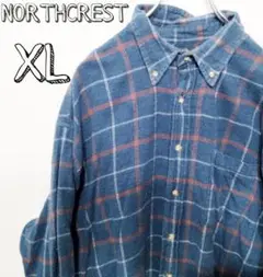 USA古着  NORTHCREST ネルシャツ　XL ネイビー　レッド