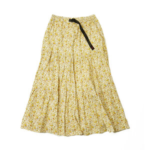 美品◆GRAMICCI FLOWER LONG SKIRT【F】花柄 グラミチ フラワーロングスカート ギャザー フレア コットン/リネン マキシ GLSK-12S007