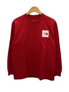 THE NORTH FACE◆L/S SQUARE LOGO TEE_ロングスリーブスクエアロゴティー/M/コットン/RED//