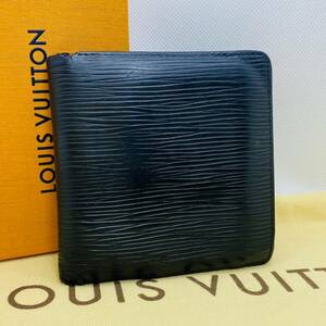 R601 極美品 ルイヴィトン エピ 二つ折り財布 ウォレット ポルトフォイユ マルコ コンパクト財布 レザー 黒 ブラック