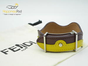 FENDI　フェンディ　レザーバングル　ウェーブ　袋　美品