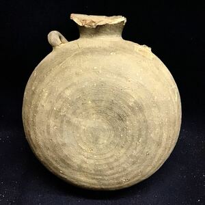 須恵器　提瓶　耳付扁壺　土器　古陶磁　土師器　重さ2200g 高さ25cm 刷毛目模様入