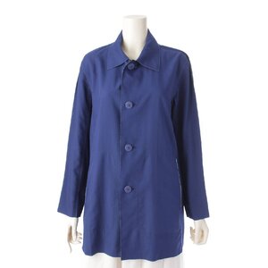 【プリーツプリーズ イッセイミヤケ】PLEATS PLEASE ISSEY リバーシブル プリント ステンカラーコート ブルー 3 【中古】196126