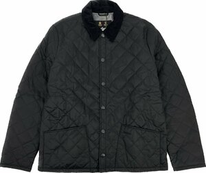 未使用品 Barbour バブアー 「HERRON QUILT JACKET」 ナイロン 中綿 キルティング ジャケット コーデュロイ襟 裏地チェック MQU1324 XL 黒