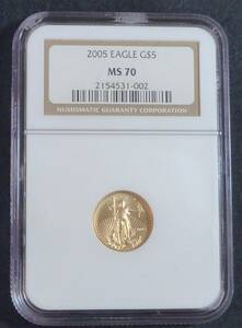 ☆★アメリカ EAGLE 5$ 金貨 2005年 NGC MS70★☆