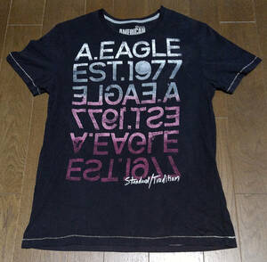 Tシャツ - アメリカンイーグル (S/黒) / 古着, AE, American Eagle, 半袖シャツ