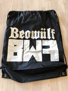 ◎【Beowulf】ナップサック BWF スポーツ バッグ ジム　BLACK USA ロザンゼルス LA リュック シューズ袋 巾着 punk hardcore　バンド
