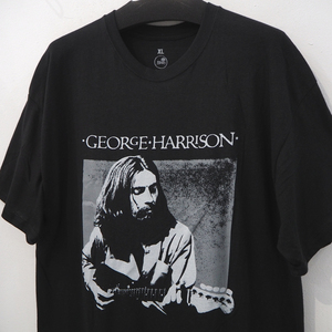 新品 公式 ジョージハリスン LIVE プリント Tシャツ 黒 ウォッシュ ブラック メンズ XL L GEORGE HARRISON ビートルズ オフィシャル 丸胴