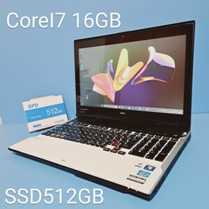 ★最強CoreI7★メモリ16GB★新品SSD512GB NEC/LL750/H/YAMAHAスピーカーWindows11/ブルーレイ/Office2019H&B/Webカメラ/lavie/新品BT