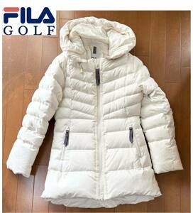 ★定価38500円★FILA GOLFフィラゴルフ★フードが取り外せるレディースホワイトダウンジャケット/S