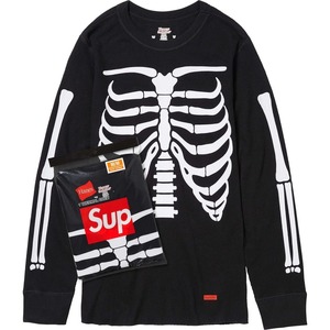 L Supreme Hanes Bones Thermal Crew Black 24FW シュプリーム ヘインズ ボーンズ サーマル クルー ブラック 骨