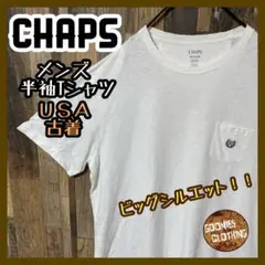 メンズ ホワイト チャップス 2XL ビッグシルエット 古着 半袖 Tシャツ