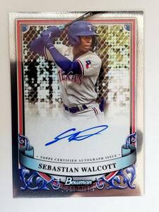  TOPPS 2024 BOWMAN STERLING 【SEBASTIAN WALCOTT】 直書き　直筆サインカード　ON CARD AUTO チームプロスペクトランキング１位