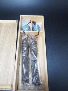 【結】経年未使用保管　美品◆清水焼　風鎮　染付藍玉子　陶製　供箱付き　◆