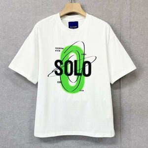 個性・半袖Tシャツ 定価2万◆Emmauela・イタリア・ミラノ発◆コットン100％ 快適 丸首 英字 スウェット カットソー トップス 夏服 M/46