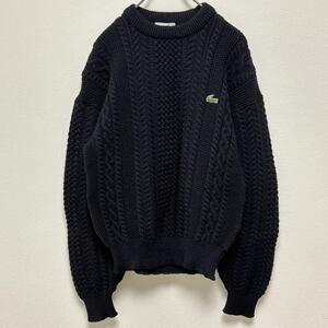 CHEMISE LACOSTE ケーブル編みニット　ブラック　サイズ3