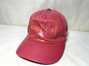 【美品】グッチ GUCCI 426887 ロゴプリント キャップ ベースボールキャップ 帽子 ピンク　国内正規品　レディース　アパレル　m メンズ