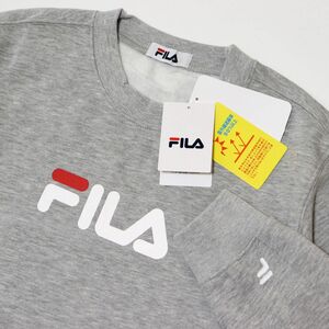 ★フィラ FILA 新品 メンズ 暖かい 裏起毛 フロントロゴ クルーネック スウェット トレーナー 灰 Mサイズ [440342G-MGY-M] 一 三 壱★QWER