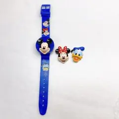 ⭐️ディズニー　ミッキーマウス　顔を付け替えられる腕時計　ウォッチ　ブルー