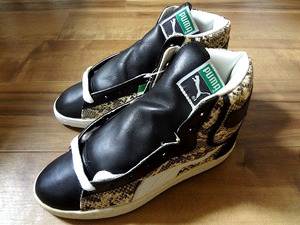 デッドストック難あり、レア!PUMA プーマ REPTILE MID レプタイル ミッド 1996年製オリジナル パイソン/黒/白 24.5cm US6.5 スエード SUEDE