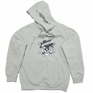 残り1枚！！！エドハーディー ed hardy 　パーカー 　ドクロ　ライトグレー　Ｍ