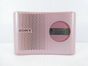 ★☆SONY ワイドFM対応 FM/AMコンパクトラジオ ICF-M55 ピンク 動作品 オマケ新品電池付き☆★