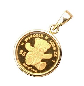 TeddyBear Coin テディベアコイン 1/30oz 2023 ペンダント トップ ネックレス 純金 金貨 K24 K18枠付き バチカン付き 保護ガラス付き