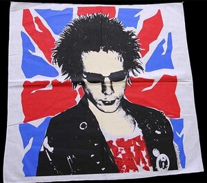 デッドストック★80s Sex Pistols セックスピストルズ ジョニーロットン バンダナ 白★ビンテージ パンク ロック バンド ユーロ アート