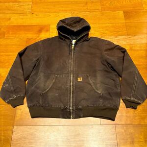 こげ茶 フェード 00s Carhartt アクティブジャケット ダック フルジップパーカー J130 DKB XL カーハート ビンテージ メキシコ製 90s usa製