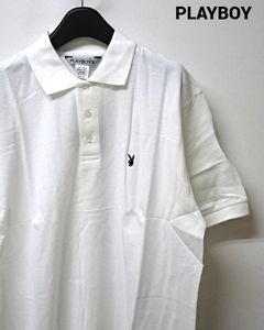 M 未使用【PLAYBOY POLO SHIRT White プレイボーイ ポロシャツ ホワイト】