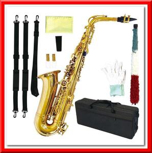 【新品】アルトサックス 初心者セット E Saxophone ゴールドラッカー ケース付き