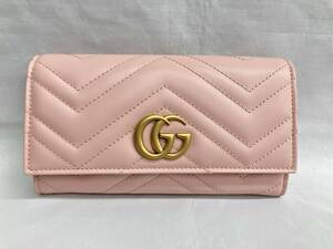 GUCCI グッチ GGマーモント 443436・1147 二つ折り長財布 ピンク系 レディース ブランド小物