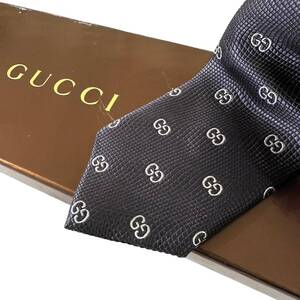 美品 GUCCI ネクタイ シルク100% グレー 2410-530