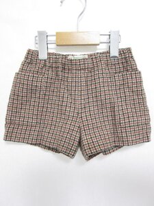 【送料込】[キッズ/子供]　Bonpoint　ボンポワン　ショートパンツ　110cm　ベージュ系チェック柄　女の子用　秋冬コーデ /n472361