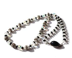 ★20s vintage black rhinestone Art Deco necklace