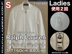 超美品 Ralph Lauren(ラルフローレン)GOLF レディース ジャケット S(T160cm.B80cm)ホワイト 使用2回 スポーツ アウトドア フルジップ 長袖