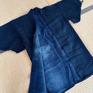 5799▲古布　藍　秋田刺し子　羽織　野良着　藍染 INDIGO BLUE ヴィンテージ VINTAGE リメイク