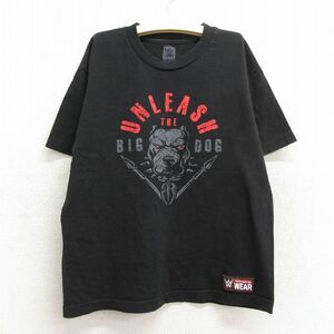 古着 半袖 Tシャツ キッズ ボーイズ 子供服 ワールドプロレスリング ジョーアノアイ ロマンレインズ コットン クルーネック 黒 ブラッ