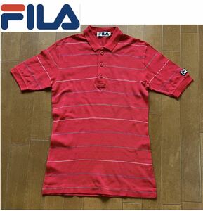 ★小サイズ★FILA フィラ★コットン素材で着心地の良い！レッドカラーメンズ半袖ポロシャツ/S